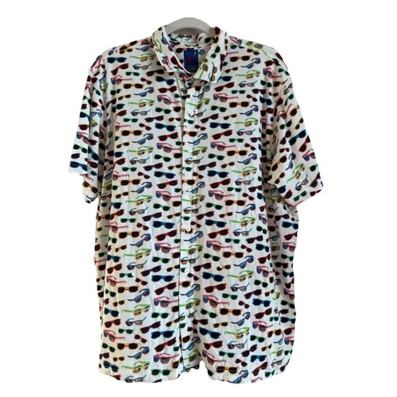 Michael’s Mens Colorful Sunglasses Button T-Shirt‎ Beach Summer Rainbow Size XL - Picture 1 of 12